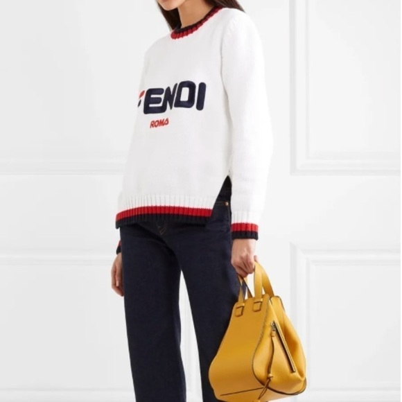 FENDI EMBROIDERED STRIPED COTTON SWEATER - Picture 1 of 15